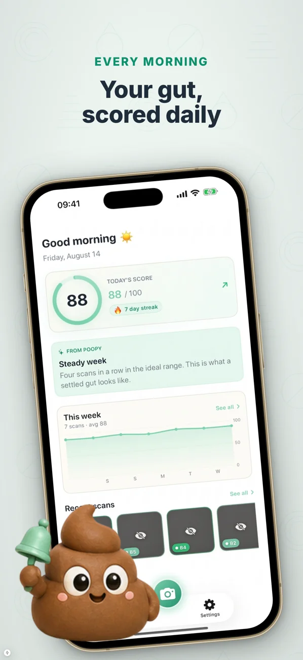 PoopID symptom logging and dietary triggers.